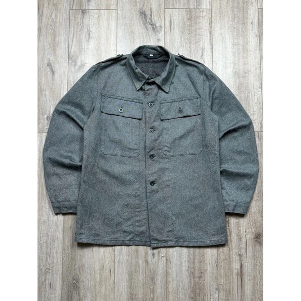 VTG 60’-70’ Swiss Army Grey Denim Work Jacket Durable Twill Weave US XL Street